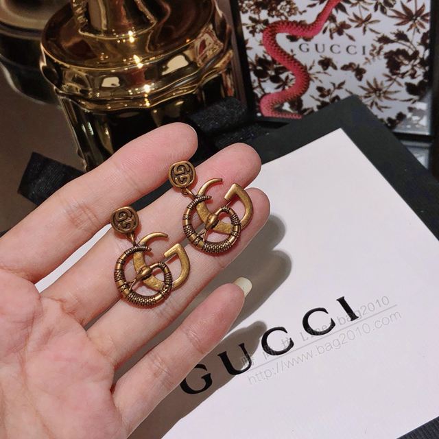GUCCi飾品 古馳925純銀針耳環 Gucci古銅復古GG耳釘  zgbq1154